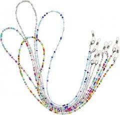 Milisten 4pcs Beaded Eyeglass Chains Lanyard Necklace Yellow White Blue Pink Glasses Retainer Holder for Women Neck Hanging Eyeglass Strap