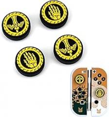 DLseego Thumb Grips Caps Design for Switch/Switch lite/Switch OLED Console, Joycon Analog Controller Protective Anti-Slip Covers 4PCS Button Joystick Caps-Black Skeleton Hand Shield and Knight's Sword