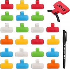Cord Labels for Electronics Write On,24 PCS Reusable Cable Labels Tags,Colorful Wire Labels to Identify Charging Cords,with 1 Marker