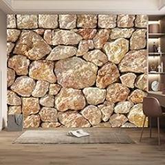 Rural Stone Wall Custom 3D Print Mural, Retro Style Poster Photo Wallpaper Wall Decor Wall Mural,for Living Room Bedroom（Not Peel and Stick） TV Background Wall,118