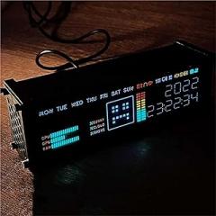 Electronic Fluorescent Tube Clock, Cyberpunk Desktop Ornaments, Multiple Display Adjustable Modes, 12/24 H Optional, Programmable Dot Matrix Screen, for Creative Gifts Ornaments