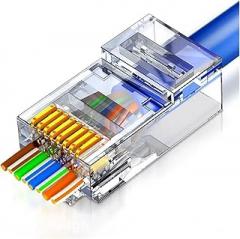 RJ45 Connector Cat5e Cat6 Straight-Through EZ Crimp Modular Plug(10 PCS)