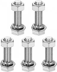 M8 x 30 mm 304 Stainless Steel Hex Bolts Bolts Nuts Washers and Spring Washers Assortment Full Thread High Gloss for Household Electronics 5 Sets