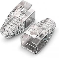 100pcs RJ45 CAT7/CAT6a Ethernet Cable Strain Relief Sleeve Cable Connector Plug Cover(Transparent 100PCS)