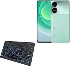 BoxWave Keyboard Compatible with Tecno Camon 19 Pro - SlimKeys Bluetooth Keyboard - with Backlight, Portable Slim LED 7 Colors - Jet Black