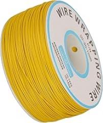 Akozon Tinned Copper Wire Cable - 30AWG Single Copper Wire Strand, 0.25mm Core Diameter - Blue, Wrap Wire for Electronics, Soldering & Testing - Comes with Plastic Spool (Yellow)
