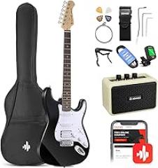 Donner DST-100B 39 Inch Electric Guitar Beginner Kit Solid Body Full Size Black HSS for Starter, with Amplifier, Bag, Digital Tuner, Capo, Strap, String,Cable, Picks