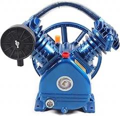 3HP Air Compressor Pump Head 2.2KW Double Cylinder Air Compressor Pump Replacement 181 PSI Low-Energy 2 Stage Air Pumps with Muffler & Visible Window for Industry & Electronics