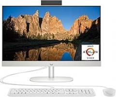 HP 23.8 inch All-in-One Desktop PC, FHD Display, AMD Athlon Silver 7120U, 8 GB RAM, 256 GB SSD, AMD Radeon Graphics, Windows 11 Home, 24-cr0010 (2023)