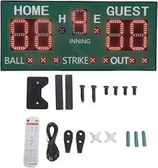 Multi Functional Electronic Baseball Scoreboard 5 Digit LED with Bright Display Adjustable Brightness Convenient Remote Control for Basketball Score Keeper