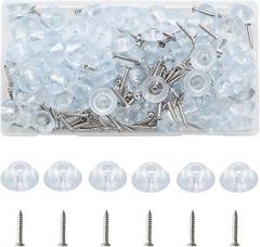 100 Pack Round Clear Rubber Feet for Cutting Board, Non Slip Cutting Board Feet with Stainless Steel Screws for Furniture, Electronics or Kitchen Appliances