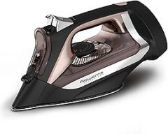 Rowenta Access Stainless Steel Soleplate Steam Iron with Retractable Cord, Powerful Steam Diffusion, Auto-Off and Anti-Drip, 1725 Watts, Black Clothes Iron, DW2459