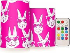 Pink Bunny Electronic Candle Light,No Open Flame, No Smoke, No Wax Drips, Remote Controllable, 4-Hour/8-Hour Timer for On/Off, Multiple Light Settings, Versatile for Different Occasions.
