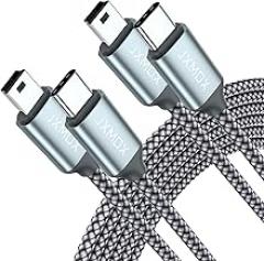 JXMOX USB C to Mini USB Cable,(3.3ft 2-Pack) Mini USB to Type C Cable Charging Cord for GoPro Hero 3+, PS3 Controller, MP3 Player, Dash Cam, Digital Camera, GPS Receiver, PDAs and More Mini B Devices