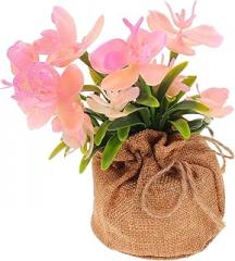 Milisten Artificial Phalaenopsis Orchid Faux Flower with Pot Lifelike Plastic Orchid Plant for Home Tabletop Decoration Single Piece for Indoor Office and Living Room