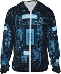 HTRWEDG Psychedelic Flowers Sun Protection Hoodie Zip Long Sleeve Lightweight Sun Shirt Jacket