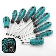 PrecisionFix 9/6Pcs Magnetic Screwdriver Set Heavy Duty Manual Cross Head Screwdriver Metric Flat Head Screwdriver for Electronics Furniture(9PCS Set)