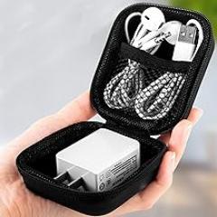 Charger Case, Portable Earbud Case for Wired Earbuds & Small Electronics, Compact Travel Storage Box for Cords, USB Drives & Accessories