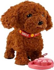 Interactive Robot Dog Toy with Touch Sensing and Voice Mimicry, Soft Fur Life-Like Plush Robotic Puppy with Leash Remote and Licking Motion for Kids and Toddlers Gift (Brown Teddy Bear)