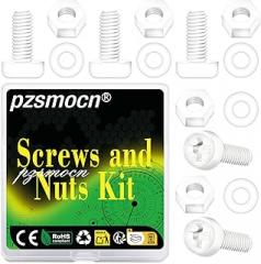 300 Pieces/100 Sets M4*20 mm Plastic White Nylon Cross Round Head Screw Hexagonal Nut Combination Kit, with Insulating Washers, Standard Size, for DIY and Electronic Assembly.