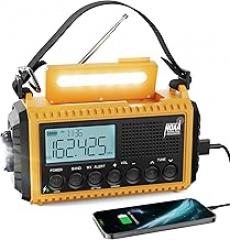 Raynic Emergency Radio, 5000mAh/18500mWh Weather Radio, Solar Hand Crank Radio with AM/FM/SW/NOAA Alert, Cell Phone Charger, Headphone Jack, Flashlight and SOS Siren