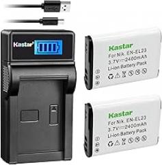 Kastar Battery (X2) & Slim LCD Charger for Nik EN-EL23, ENEL23 MH-67 and Nik Coolpix P600, P610 S810c, P900 Digital Cameras