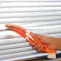 Orange Mini Car Vent Duster - Universal Air Vent Cleaner Brush with Microfiber Cloth for Vehicle AC Vents, Keyboard & Electronics Cleaning Tool