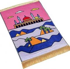 JE JOUE Prayer Rug Muslim Mat Islamic, Thickened Sponge Prayer pad, Cartoon Pattern Design Environmentally Friendly and Portable Kids Exclusive Prayer Blanket Suitable for 3-12 Years (Pink)