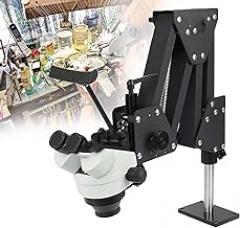 10X/20X Jewelry Micro Inlaid Mirror, Micro Inlaid Mirror 7x-45x Multi-Directional Microscope, 160mm Working Distance, with Ring Light and Ball Vise, for Mounting Electronics Inspection Tool