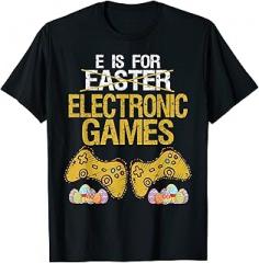 Easter Gamer Easter 2021 Funny Easter Gaming Tees E Is For Electronic Game Boys Easter 2021 Funny Gamer Kids T-Shirt