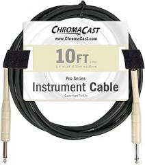 Chromacast 10ft Vanilla Cream 1/4 Inch Instrument Guitar Cable Straight to Straight for Guitar Bass AMP Keyboard Chord, Quarter Inch for Electric Guitar Bass Keyboard Amplifier Speaker