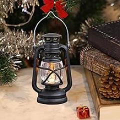 LED Vintage Flameless Lantern Outdoor Hanging Lantern Battery Operated Candles Lamp Electronic Oil Lamps Indoor Outdoor Hanging Lantern for Holiday Christmas Decoration