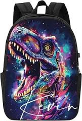 Artsadd Backpack for Boys Personalized Dinosaur Backpack with Name Back to School Supplies Custom BackPack for Men Dinosaur School Bookbag Backpack for School Laptop Backpack for Men 17 Inch