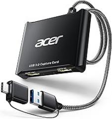 acer USB 3.0 Video Capture Card, HDMI Capture Card for Streaming with 4K Loop-Out & USB A/C | 1080P 60Hz HD | Video Audio Game Capture for PS5/PS4/Switch2/Xbox/Camera/PC/Mac