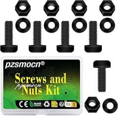 300 Pieces/100 Sets M3*12 mm Plastic Black Nylon Cross Round Head Screw Hexagonal Nut Combination Kit, with Insulating Washers, Standard Size, for DIY and Electronic Assembly.