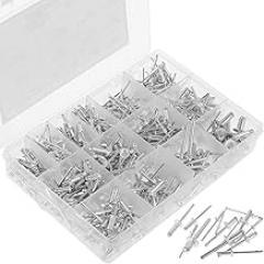 500Pcs Blind Rivets Set, Aluminum Rivets Assortment Kit, Premium Automotive Rivet Replacement Set with Divider and Label Box for Furniture Electronic Equipment Automotive/82