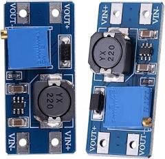 Fafeicy 2PCS DC Boost Modules 2A Step Up Converter 2-24V to 28V Adjustable with Potentiometer for DIY Electronics Power Conversion