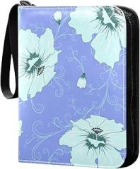 Colorful Flower-pattern 4 Pockets Trading Card Album Folder for Cards PU Waterproof Wear-resistant Cover Zip Card Binder Fits 400 Cards,Card Collector Holder for Collectible Boys Girls Game Sports Car