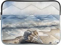 Laptop Sleeve Seaside Shells Blue Protective Case with Zipper Portable Electronic Device Cover, 15-15.6 Inch