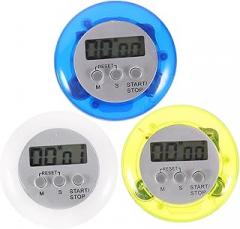 3Pcs Digital Kitchen Timer Multi Function Electronic Stopwatch with Display for Cooking Sports Games Office Use Portable White Green Blue