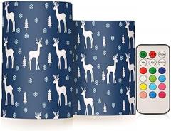 Christmas Deer Flameless Candles Color Changing Electronic Operated LED Pillar Candle with Remote and Timer for Decor Halloween Christmas Valentine's Day