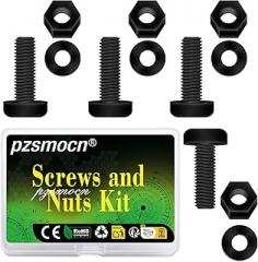 300 Pieces/100 Sets M4*15 mm Plastic Black Nylon Cross Round Head Screw Hexagonal Nut Combination Kit, with Insulating Washers, Standard Size, for DIY and Electronic Assembly.