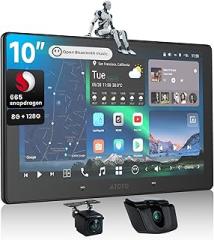 10 inch Android in-Dash Navigation, 8G+ 128G Double Din Car Stereo, TwinSight Dual DVR & AI Vision, 4G LTE, Wireless Carplay&Android Auto, 7.1.2 Ch Audio,FLAC, Hi-Volt RCA, HDMI in, X10G211E-R3