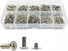 800pcs M2 M2.5 M3 Steel Thin Flat Wafer Head Screw Bolt Assortment Kit Set Box for Computer Electronic Products(Silver 800pcs)