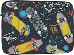 Graffiti Skateboard Print Laptop Bag for Men Women Shockproof Laptop Bag for Travel Office School Black 13 Inch