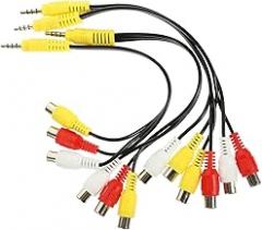 4pcs 3.5mm to 3-Way Composite Female Av Cord Audio Patch Cable Splitter for DVD Player Laptop Home Theater Electronics