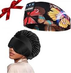 LC-dolida Sleep Headphones Headband Bluetooth 5.4,Satin Silk Bonnet for Sleeping Women Men
