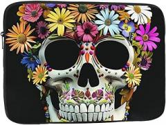 Skull Print Laptop Bag Women Men Shockproof Travel Office School Laptop Bag, black, 10 inch