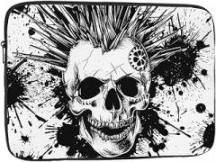 Laptop Sleeve Case Punk Skull Design Laptop Sleeve for Men Women Shockproof Travel Office School Computer Bag (Black&White, Black, 12 Inch