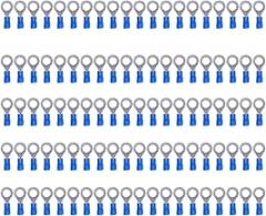 Pre Insulated Ring Terminals Copper PVC Crimp Terminal Connectors 100Pcs Electrical Wire Connectors for Machinery Automotive Electronics Blue 16 14 AWG